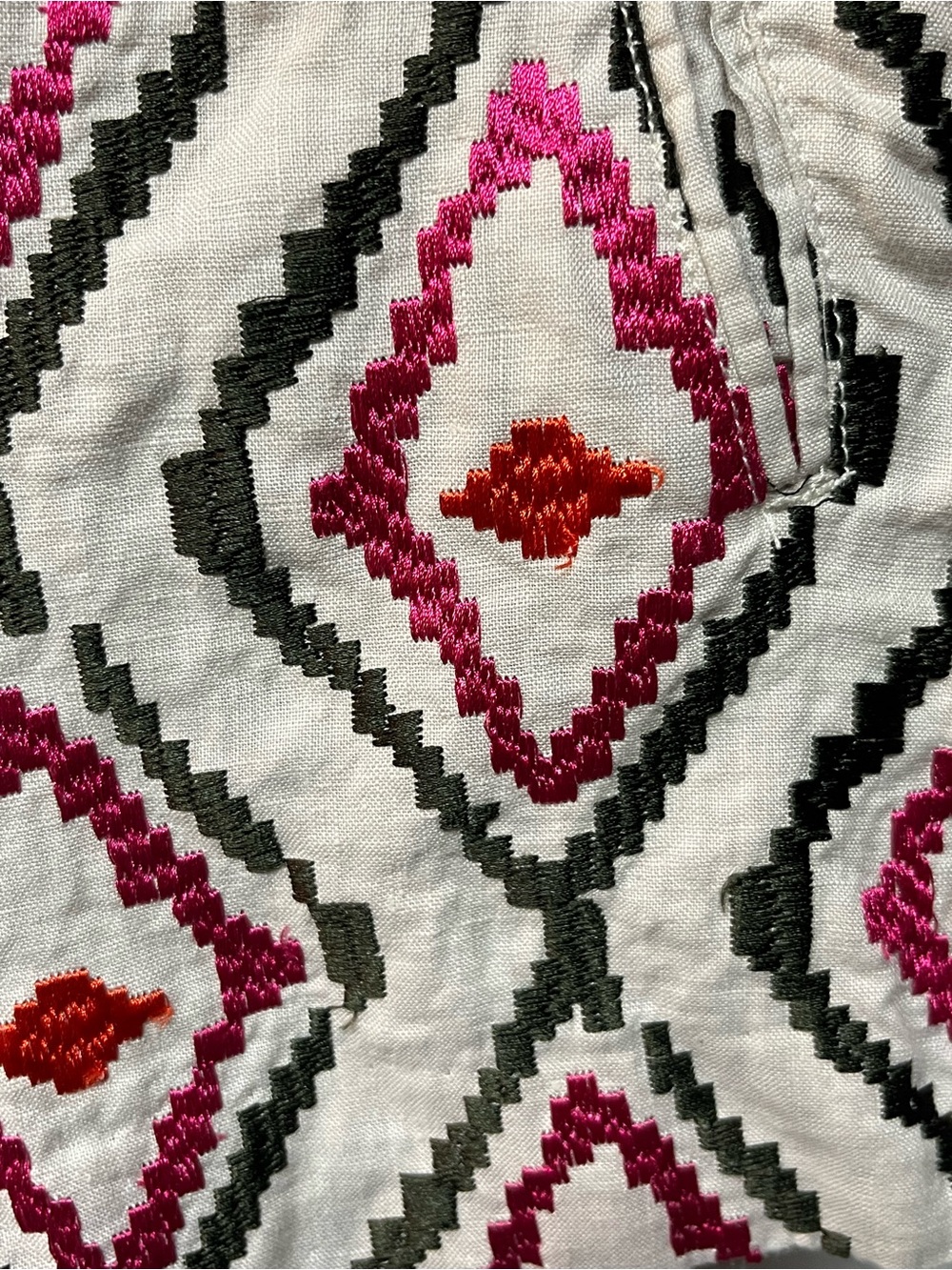 LOFT Cream Embroidered High-Waist Shorts with Pink & Orange Accents - Picture 2 of 5